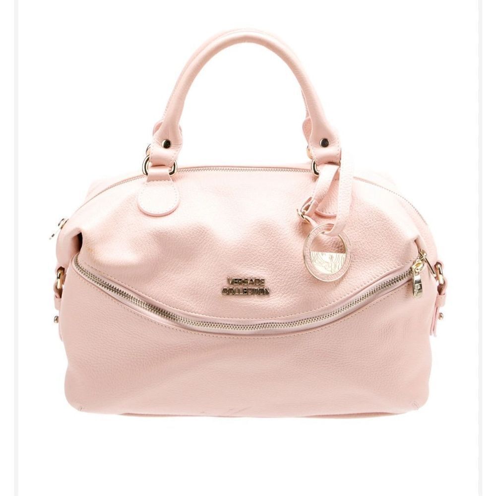 VERSACE COLLECTION Pebbled Leather Pink Handle Bag
